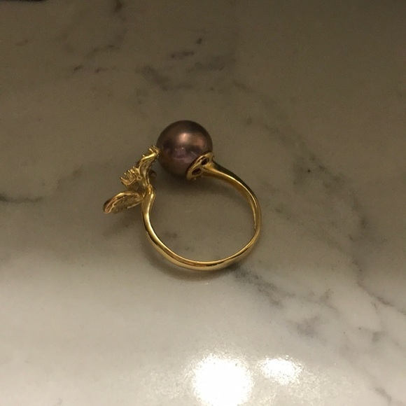 AAA 10.5mm Custom Made Genuine Pearl Clover Ring - Picture 5 of 15